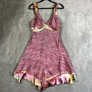 Vintage Y2K Mary L Couture Silk Babydoll Dress Asymetrical Hem Size 12 Y2K